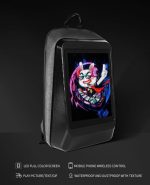 Rucsac Model T4 pentru motociclete cu LED-uri, spatiu depozitare casca, protectie hardshell, ergonomic, port USB, laptop, impermeabil, Negru - imagine 6